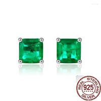 Stud Princess Cut 2ct Emerald Gemstone Earring 100% Real 925 Sterling Silver Jewelry Engagement Wedding Earrings For Women MenStud Kirs22