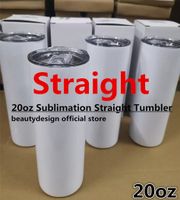2 Days Delivery 20oz Sublimation STRAIGHT Tumblers With Straw Stainless Steel Water Bottles Double Insulated Cups Mugs Ship from US warehouse