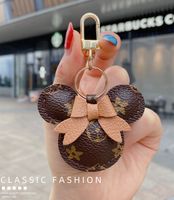 Mouse Design Car Keychain Flower Bag Pendant Charm Jewelry Keyring Holder for Women Men Gift Fashion PU Leather Animal Key Chain Accessories classic prints