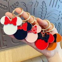 Fashion Cartoon Keychain Cute Mouse Designer Key Chain with Buckle Classical Retro PU Leather Keyring Lovers Car Pendant Handbag Bags Gifts Light