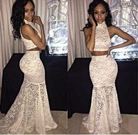 New Fashion Ladies' elegant white Lace spliced maxi lon...