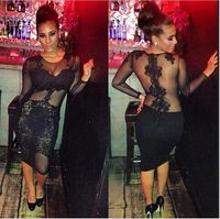 S- XXL XXXL Plus Size Bandage Dres Women Long Sleeve Black L...