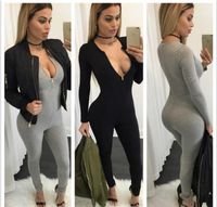 2016 fashion long sleeve rompers womens jumpsuit burst zippe...