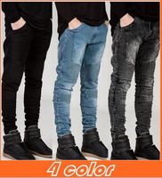 Mens Skinny jeans men new Runway Distressed slim elastic jea...