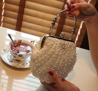 sell new style bridal hand bags handmade diamond pearl clutch bag makeup bag wedding evening party bag shuoshuo6588227S