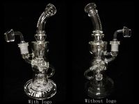 Mother-ship FTK twitter fashion Glass Torus Bong Klein Oil Rig Recycler Smoking Water Pipe joint size 14.4mm 10 Inch Tall