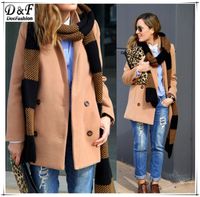 Women Autumn Winter Fashion Casual UK Overcoat Brand Designer Clothes Sale Camel Notch Lapel Long Sleeve Double Breasted Coat