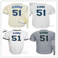 Wholesale Men s Jersey Ichiro Suzuki White Throwback Jerseys Authentic Baseball Shirt Blue White Green Gray Size S XL