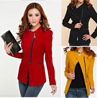 Women 2015 Design women's long-sleeve short winter jacket women zipper jackets woman Cost Clothes Suit Jackets S-2XL
