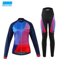 Women Cardigan Zip Neck Women long-Sleeved Cycling Suits Autumn Mountain Bike Bicycle Jersey Padded Pants Long Sleeve Bicycle Wear Clothing Cycling Jersey Sets