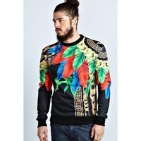 Cheap 3D Mall Autumn 2014 Paris Top Design Colorful Feathers Leaves Golden Chains Medusa Cool Men's