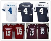 Men Polyester yes ,need 27$ Dak Prescott 4 jerseys mens 15 dallas American football shirts Mississippi State Bulldogs College white red black blue Cowboy uniform