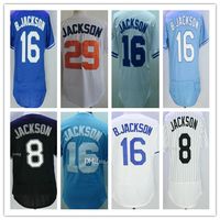 Wholesale 1987 Throwback Kansas City Bo Jackson Jersey Gold Blue Stitched White B Jackson Baseball Sport Shirts Cheap Mix Order