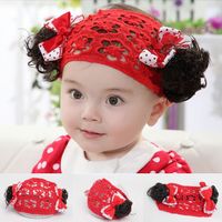 747 New baby headband with wig 823 SALE! 2016 new baby wig headband Flower Hair Band bowknot Elastic Hair   