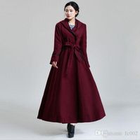 Cheap 2015 autumn fashion women red woolen overcoat women's long wool winter coats woman cashmere trench
