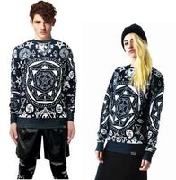New fashion 2014 men women's casual sweatshirts kill star skull bandana geometry print sweatshirt pullover hoodies streetwear