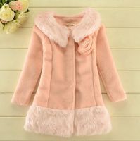 Cheap Free shipping! Girl's Cotton Woolen Autumn Winter Coat Children Cloth Fur Coats Jackets Overcoat