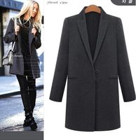 Black Trench Coat 2015 New Fashion Women's Slim Long Sections Wool Blended Coat Winter Womens Trench Coat Plus Size OXL082206
