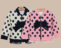 2015 Good Quality Hoodie Children's Long Sleeve Dots Printed Bow Tie Jacket Coat,Floral Drapes Fashion Spring NEW Coat,4 Pcs Lot A