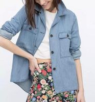 Cheap XC55 Fashion Women Elegant Blue Denim Turn-down Collar Jacket Coats Pockets Outerwear Casual Brand Designer Tops