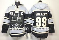 Ice Hockey Unisex Full 2013 Cheap High quality ice hockey Jerseys Los Angeles Kings LA 99 Gretzky black Hoodie custom Jersey,from china free shipping