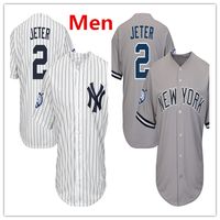 Baseball Men Short Mens Yankees 2 Derek Jeter Baseball Jersey Navy White Gray