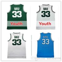 Basketball Boys Sleeveless #33 Larry Bird Kids jersey, Youth Cheap Throwback Basketball jerseys embroidery Logos kids Adult Green white color Free Shipping