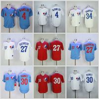 Baseball Men Short Cheap Men's Montreal Expos Baseball Jerseys 27 Vladimir Guerrero 30 Tim Raines 34 Bryce Harper 4 Delino Deshi Throwback Jersey Stitched