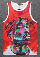 Men Polyester Character Wholesale- Men 3D Harajuku 2Pac Tupac American gangster Rap TUPAC SHAKUR Pullover tank top jersey shirts bodybuilding clothing