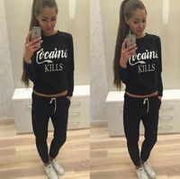 Women Pullover Long Sleeve Women's Tracksuits Spring & Autumn new sportswear letters printed round neck long-sleeved casual sportswear suit two-piece sport suit