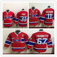 Ice Hockey Boys Full Boys Montreal Canadiens Youth Jerseys Hockey Ice 31 Carey Price Kids White Red 11 BRENDAN GALLAGHER 67 Max Pacioretty 6 Weber Child Uniforms