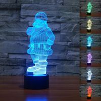 Cheap New Christmas Night Lights Lighted Window Decoration Lights Creative 3D Illusion Santa Claus Lamp LED