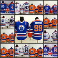 Wholesale Kids Edmonton Oilers Youths White Blue Orange Hockey Jersey Connor McDavid Wayne Gretzky Jordan Eberle HALL NHL Kid Jersey