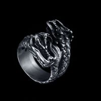 double dragon head stainless steel ring vintage punk rock gothic dragon men ring adjustable wedding ring for men - Gothic Wedding Rings double dragon head stainless steel ring vintage punk rock gothic dragon men ring adjustable wedding ring for men - Gothic Wedding Rings