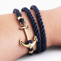 Cheap Wholesale,4 Style Men Jewelry Navy Wind DIY Anchor Bracelet Weave Multilayer Bracelet For Women Cuir Bouton Pression Gold Plated Tom Hope