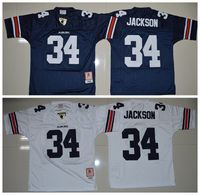 Football Men Sleeveless 34 Bo Jackson Auburn Tigers Men Jerseys White Navy Blue Mens College Football Throwback Jersey Size S-XXXL