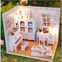 Plastics Doll House u003e 6 Years Old Wholesale- 2016 New Doll House Furniture DIY Miniature Dust Cover 3D Wooden