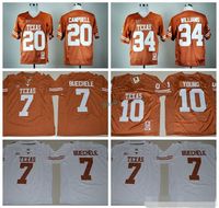 Football Men Short 2017 Texas Longhorns 7 Shane Buechele Jerseys College Unifroms 34 Ricky Williams 20 Earl Campbell 10 Vince YOUNG Retro Orange