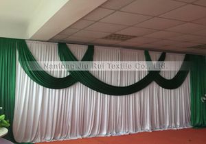 Curtain de fond de mariage 2010ft Swag vert très populaire et drapé seulement toile de mariage glace en soie rideau de fête de mariage drapé stag7264333