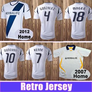 2012 LA Galaxy Retro Soccer Jersey DONOVAN GONZALEZ KEANE MAGEE 2007 Accueil Classique Vintage Maillot de Football Blanc Uniformes Adultes