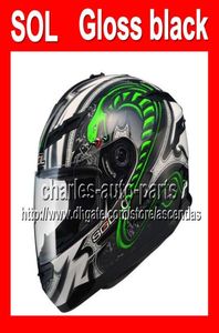 2013 NOUVELLE arrivée pour SOL COOL brillant vert blanc noir Cobra casque avec lumière LED MOTO casque intégral casque de moto h8772841