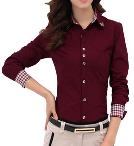 2015 Autumn New Patchwork Patid Women Office Office Offics Ladies Ol Basic Top Blusas Blouse Dress Shirt Ocupación profesional CS45267212001