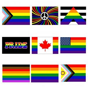 90x150cm 3x5 pies Banner Banderas LGBT Gay Pride Progress Bandera de arco iris Listo para enviar Directo Stock de fábrica Doble costura