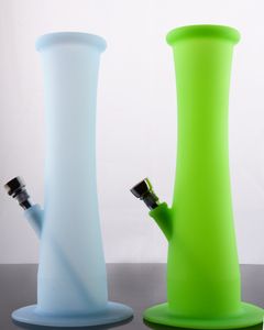 Bangs de narguilé en silicone colorés de 9 pouces avec tuyau d'eau en silicone à tige inférieure en métal par boîte individuelle accessoires pour fumer pour la cire de tabac