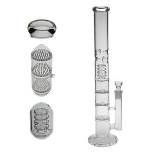 SAML 43 cm / 32 cm de hauteur Pipe à eau Hookahs Trois Nid d'abeille Dab Rig Percolateur Birdcage perc Bong en verre 5 mm d'épaisseur Joint taille 18,8 mm PG3027