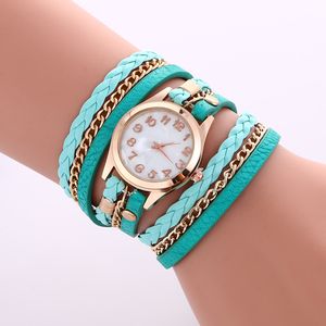 Fashion Mesdames Vintage long bracelet en cuir montre enveloppe autour des femmes montre-bracelet robe de fille Quartz Montres Relogio cadeau de vacances