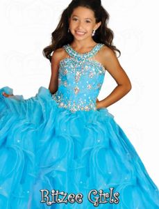 2015 Ritzee Girls 6677 Beads Jewel Girls Vestidos del desfile Niña vestido de fiesta Niños grandes Vestidos de fiesta de longitud completa para niñas 98886507839585