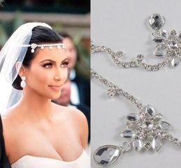 Vente chaude Kim Kardashia Images Réelles Strass Belle Cristal Brillant De Mariage De Mariée Pièce De Cheveux De Mariage Accessoire Bijoux Diadèmes CPA318