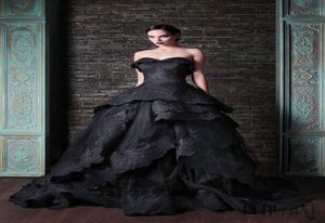 2015 Vestidos de boda negro Zuhair Murad Vestidos de novia negro Gothic Gowns Gowns Sweetheart Apliques Drapeado Longitud Longitudes Vestidos de No7792594