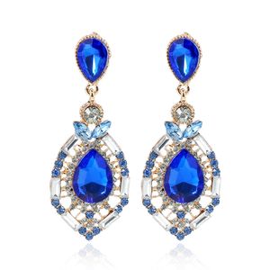 Accessoires de mariage Mode Strass Bijoux Diamant Boucles D'oreilles De Mariée En Stock Vert Bleu Ensembles De Bijoux De Mariage Boucle D'oreille